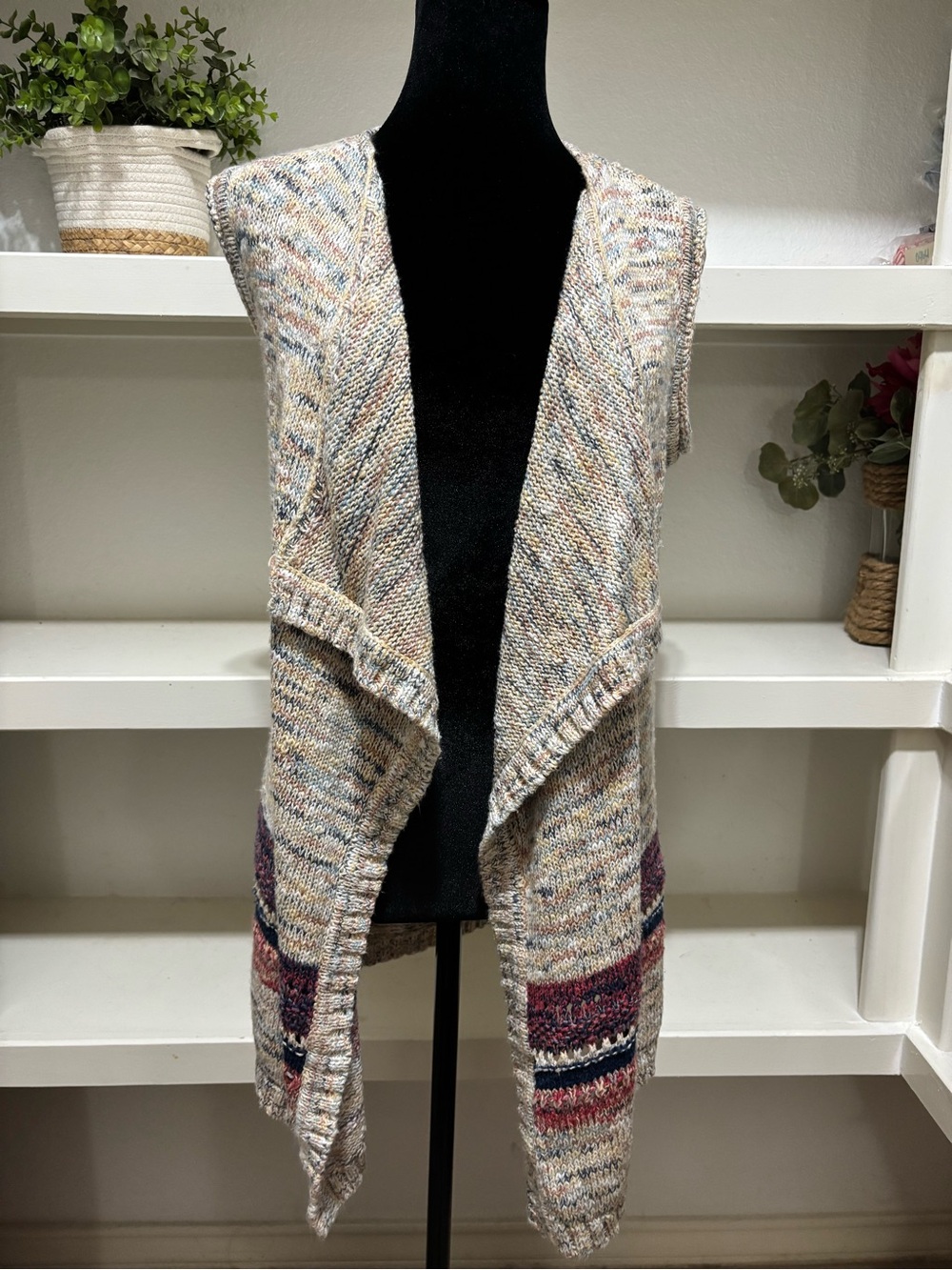 Sonoma Multicolor Knit Sleeveless Open-Front Cardigan Vest